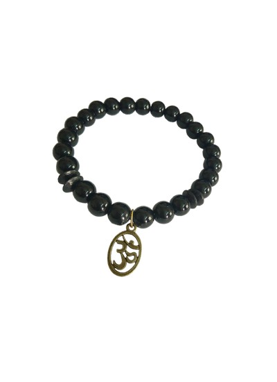 Shivay OM Charm Black Onyx Beads Bracelet